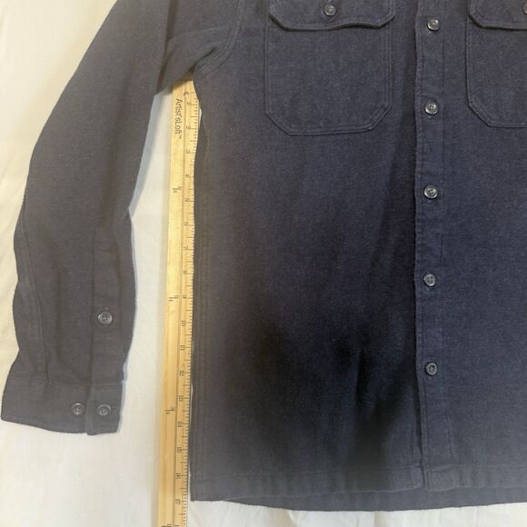 Patagonia Button Down Fleece Shirt Mens Small Blue Long Sleeve  100% Org Cotton - Picture 9 of 9